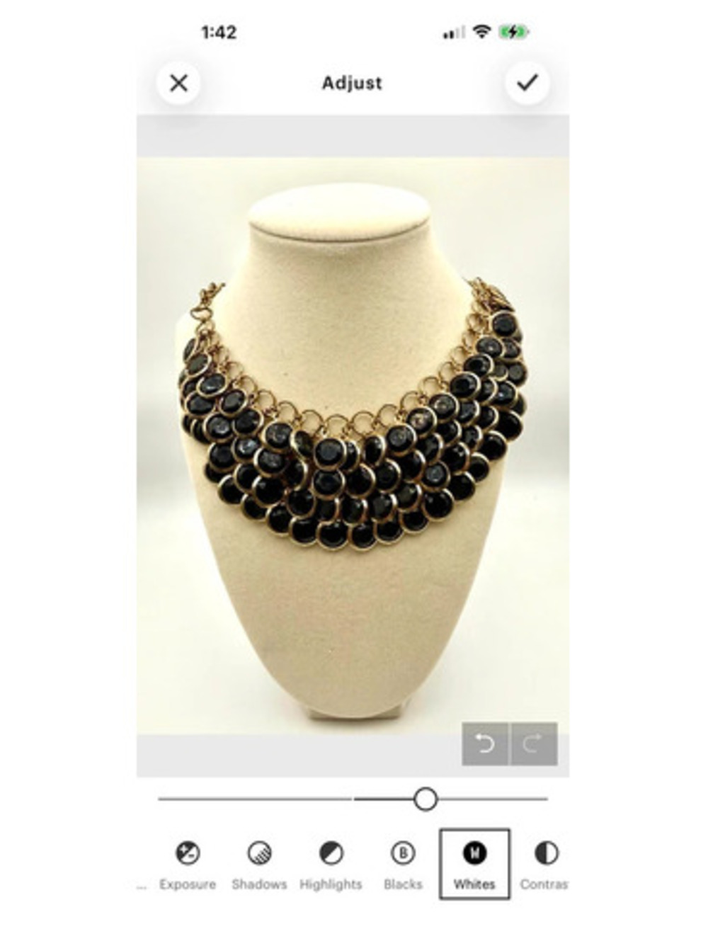 Vintage Black Statement Necklace Gold Tone Cascading Bib Necklace